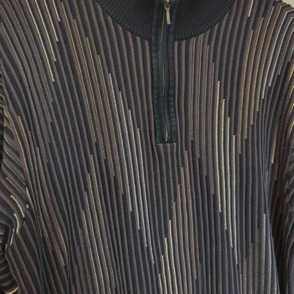 Vintage St. Croix Men’s Brown Black Ribbed 1/4 Zip Sweater - Picture 6 of 10